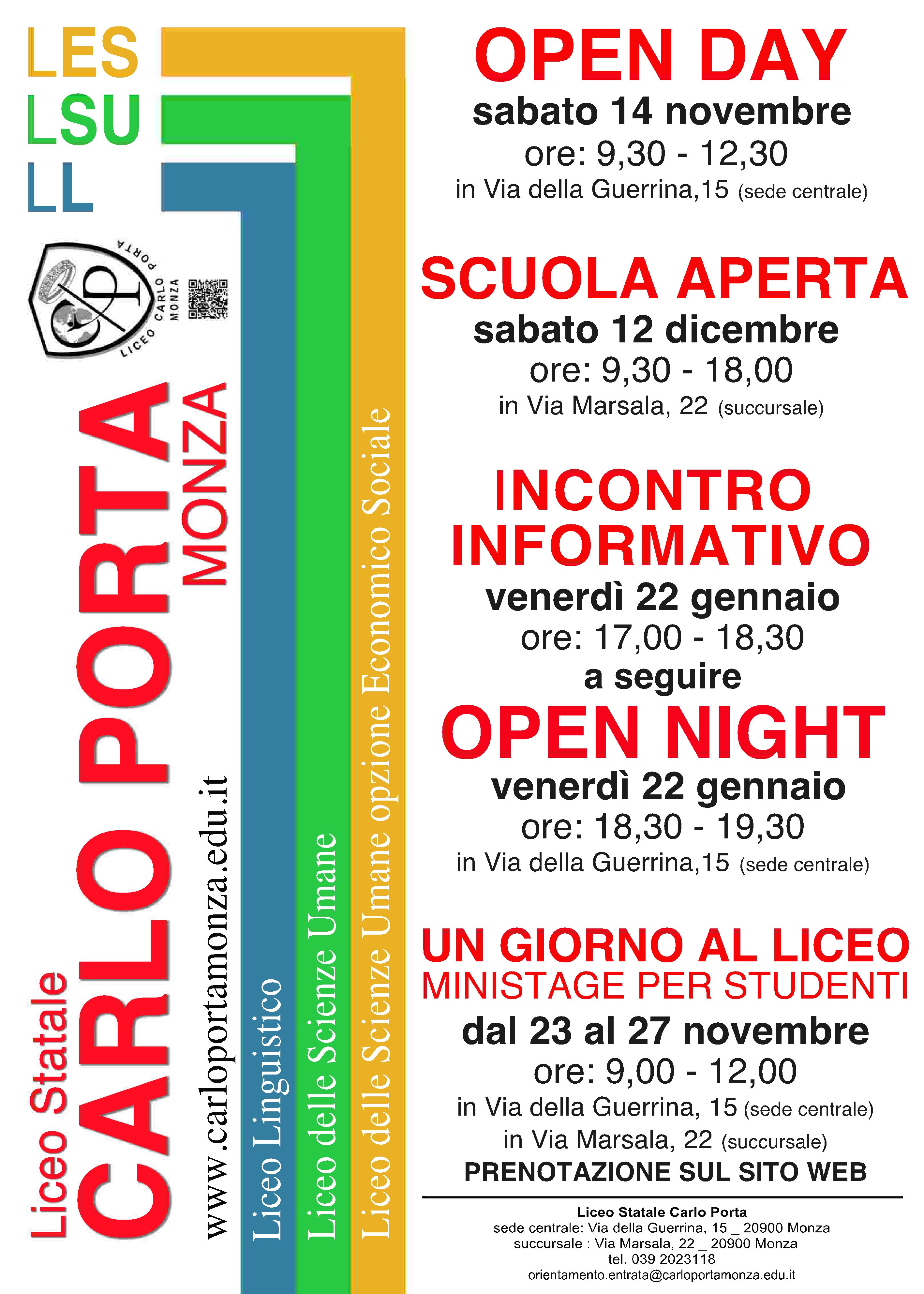 Locandina degli eventi di orientamento 2026-2027